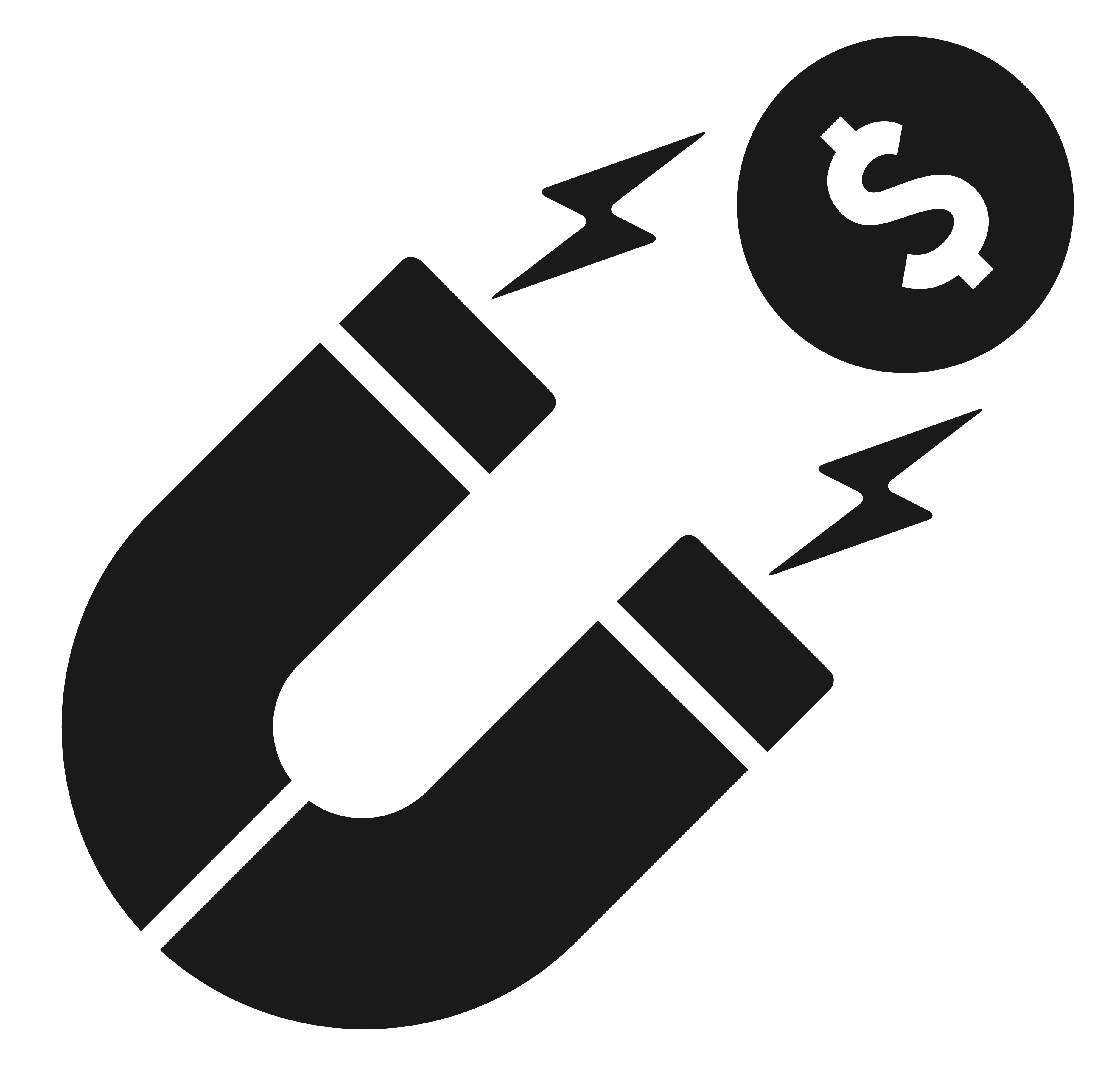 Magnet attracting money icon